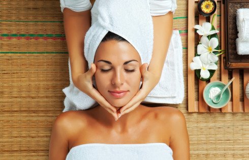 Young beautiful woman in spa environment
