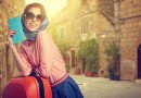 Elegant girl on street of italian city